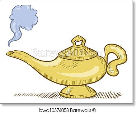437x364 Art Print Of Genie Lamp Sketch Barewalls Posters Amp Prints