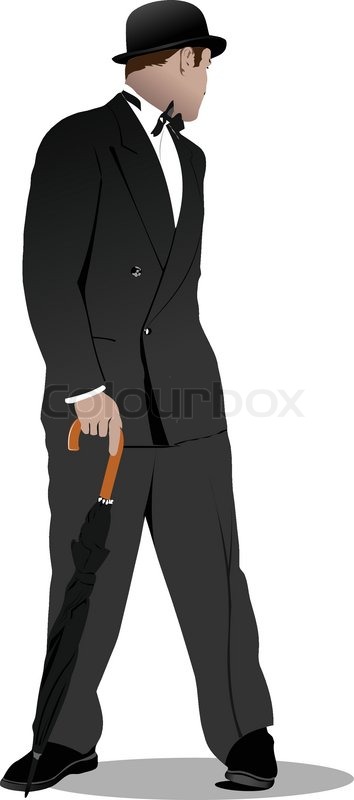 354x800 Gentleman With Umbrella. Vector Illustration Stock Vector