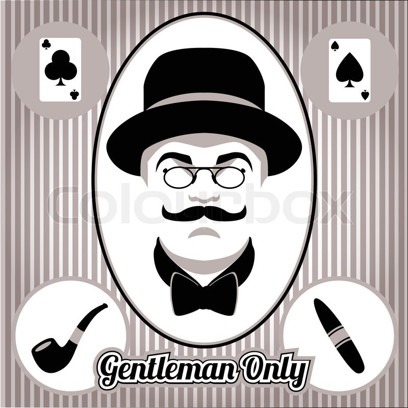 800x800 Retro, Vintage Gentleman Face And Accessories, Isolated Stock