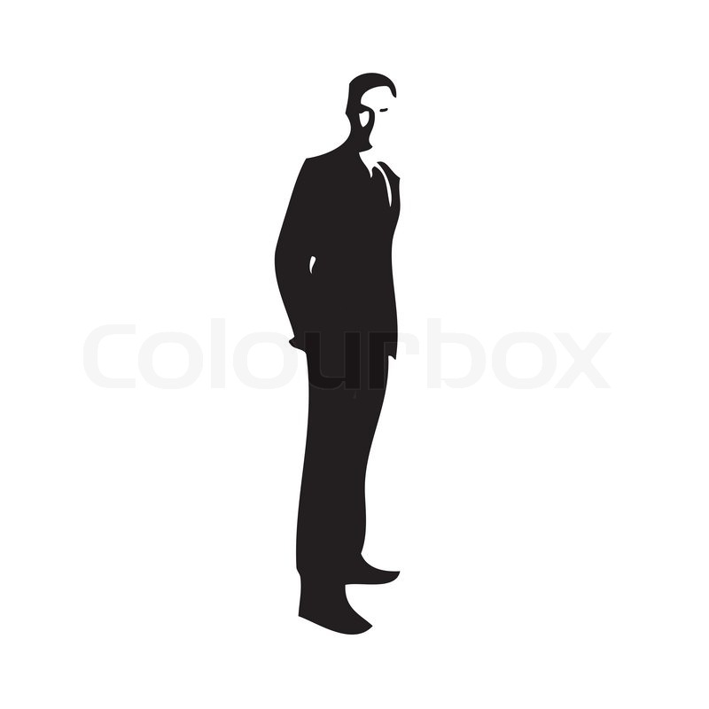 800x800 Silhouette Of A Gentleman Wearing A Suit Stock Vector Colourbox