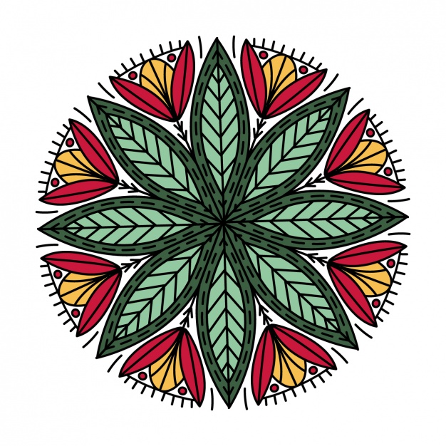 626x626 Geometric Floral Circle Vector Free Download