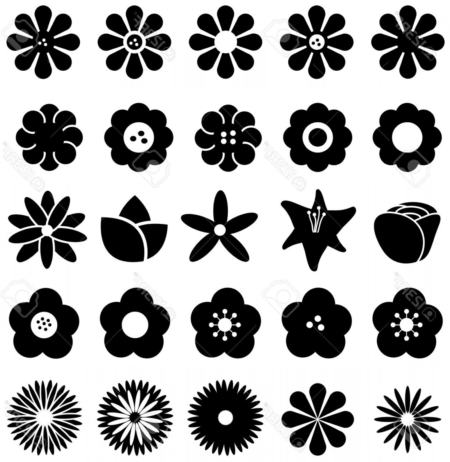 1519x1560 Photostock Vector Simple Shape Geometric Flower Such As Rose Tulip