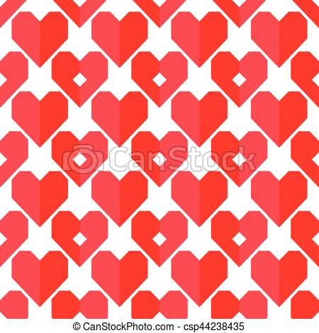 450x470 Seamless Geometric Heart Pattern. Seamless Geometric Red Heart