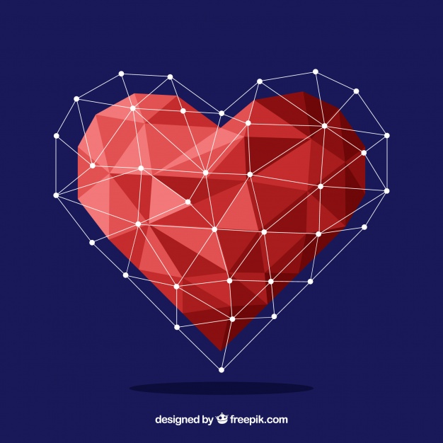 626x626 Valentine Background With Geometric Heart Vector Free Download