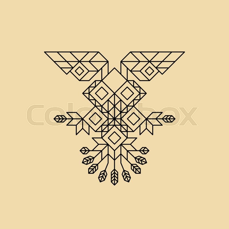 800x800 Tribal Owl Symbol. Ornate Owl Symbol In Tribal Style. Vintage