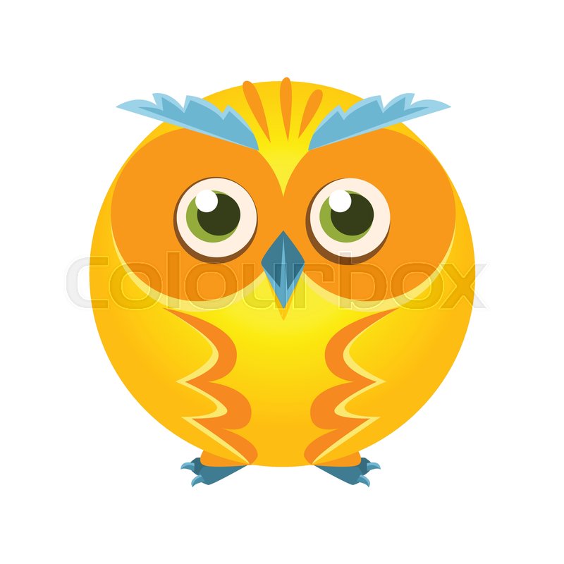 800x800 Cute Yellow Geometric Owl Bird, Colorful Cartoon Character Vector