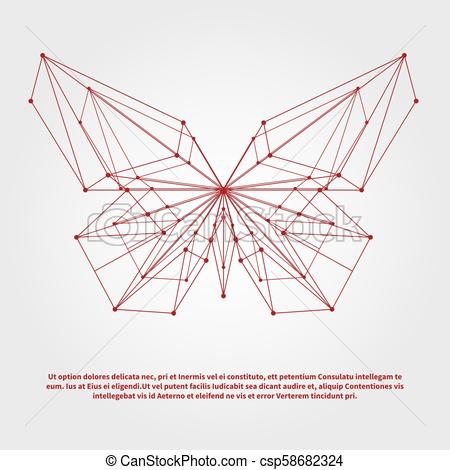 450x470 Abstract Geometric Butterfly For Logo, Emblem, Print. Abstract