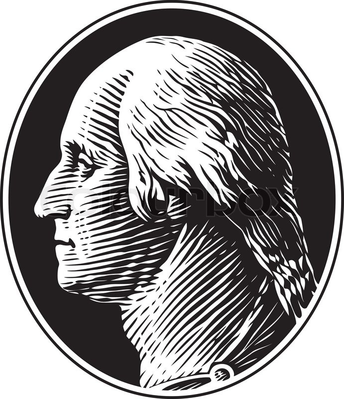 691x800 George Washington Portrait Vintage Gravure Style Stock Vector