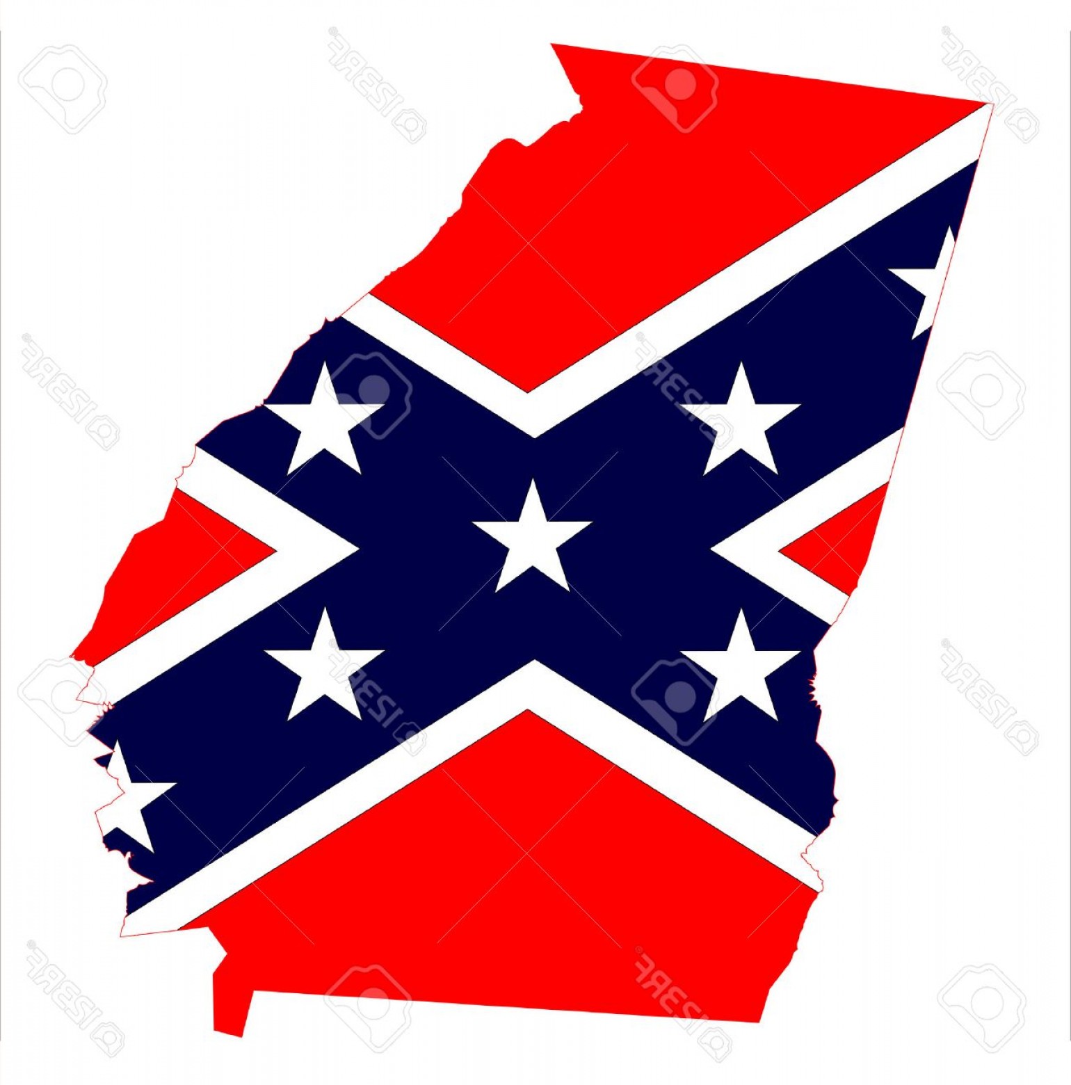 1540x1560 Photostock Vector State Map Outline Of Georgia With Confederate