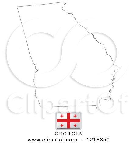 450x470 Clipart Of A Georgia Flag And Map Outline