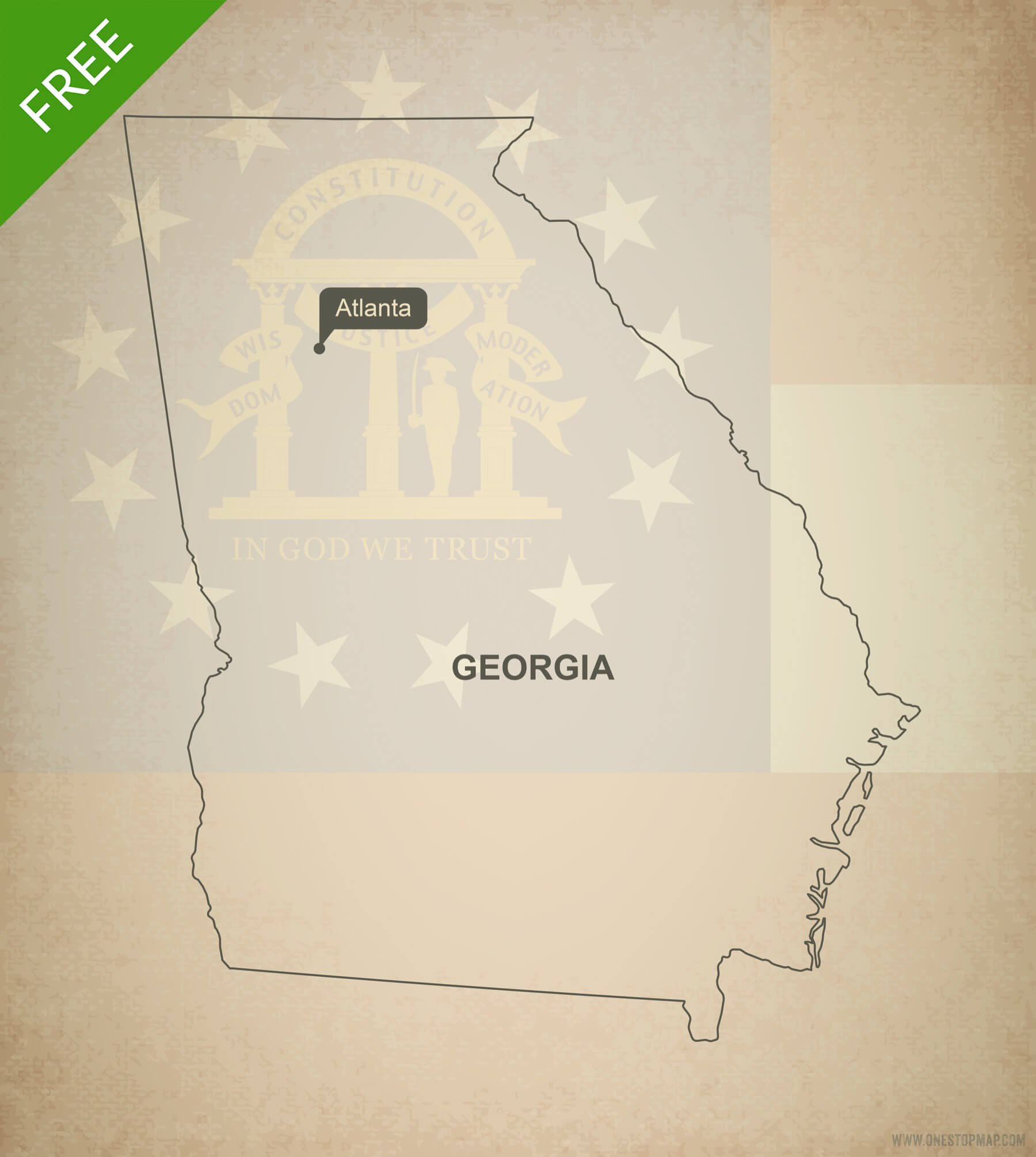 1800x2010 Free Vector Map Of Georgia Outline One Stop Map