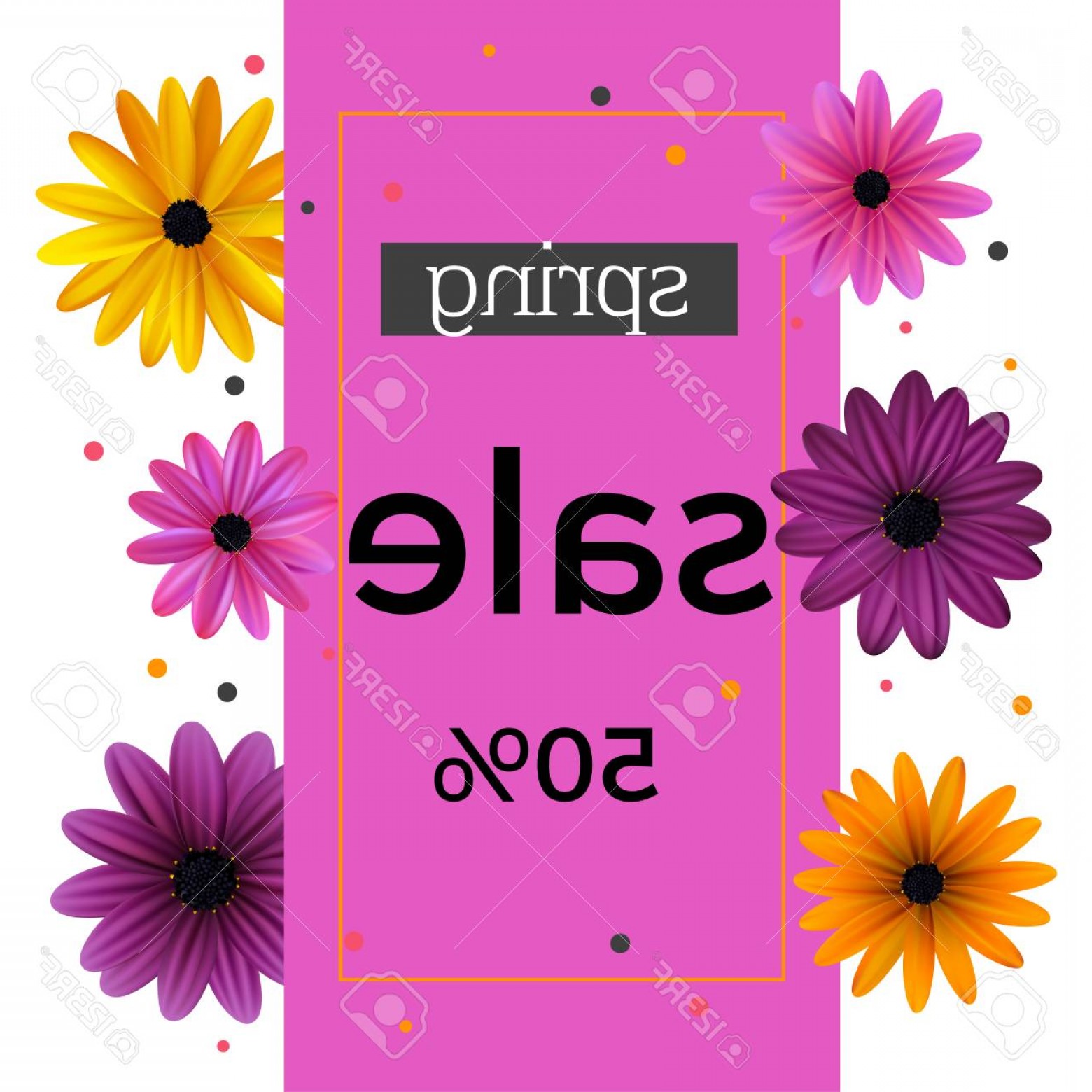 1560x1560 Photostock Vector Sale Discounts Flowers Daisies Floral Background