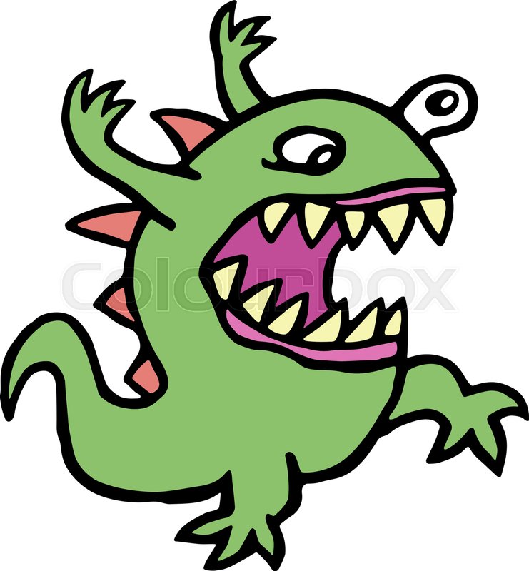 741x800 Danger Cartoon Mad Germ. Vector Illustration. Imaginary Creature