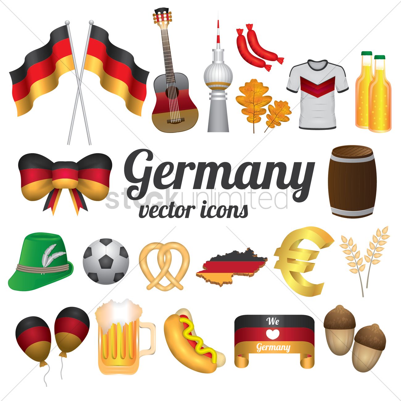 1300x1300 Germany Vector Icons Collection Vector Image