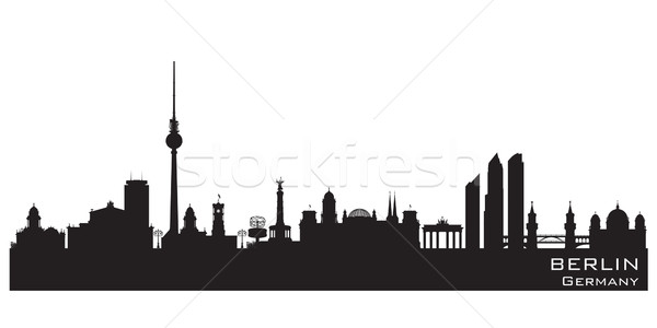 600x300 Berlin Germany City Skyline Vector Silhouette Vector Illustration