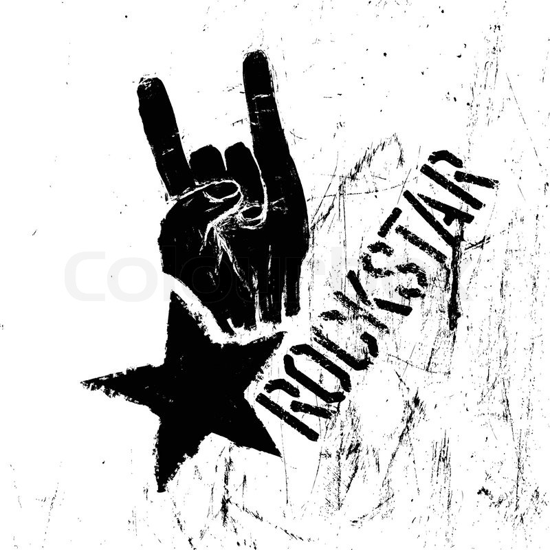 800x800 Rockstar Symbol With Sign Of The Horns Gesture. Vector Template
