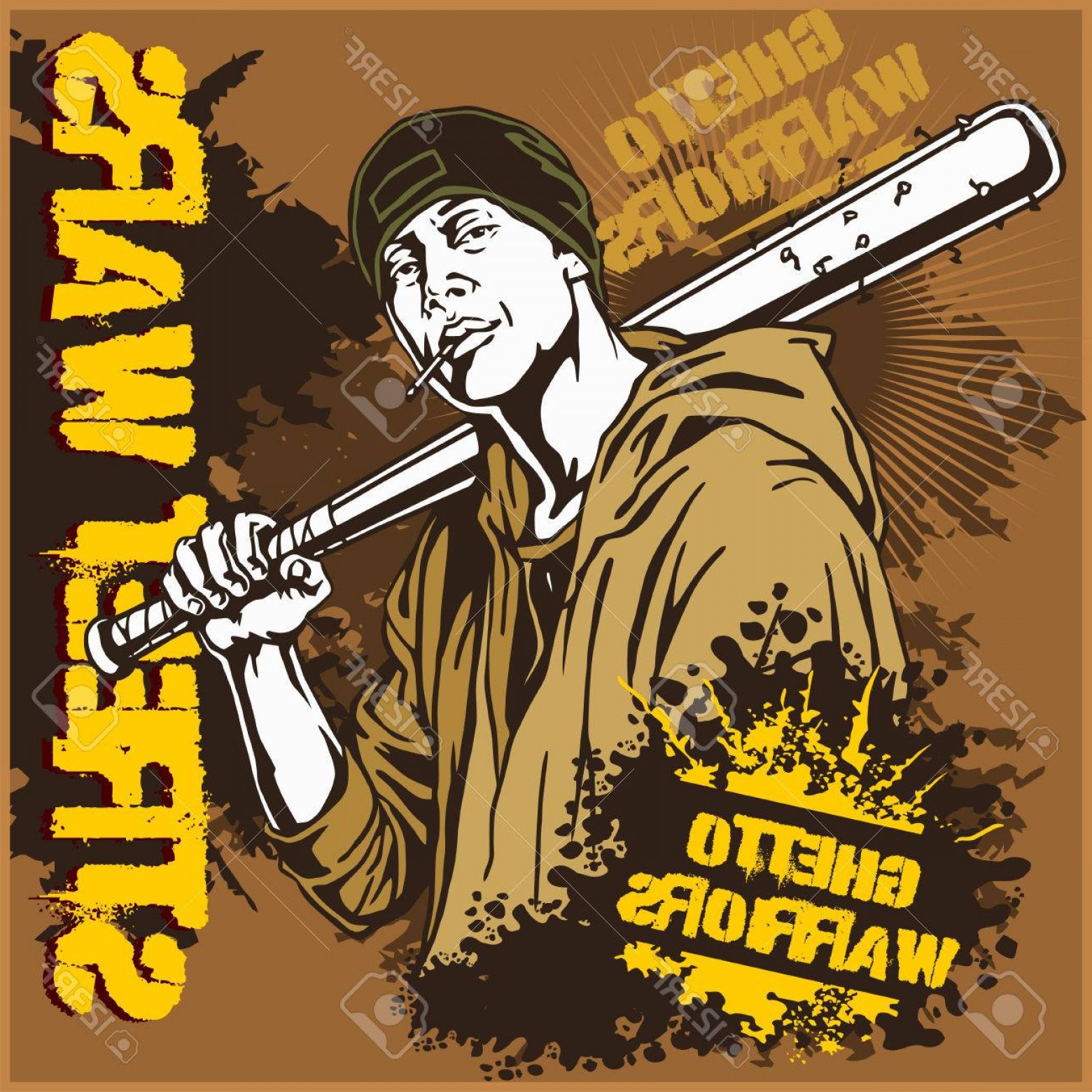 1560x1560 Photostock Vector Hooligan With Baseball Bat Ghetto Warriors