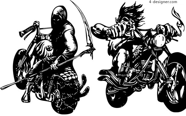 600x376 4 Designer 2 Motorcycle Ghost Rider Illustrator Vector Materials
