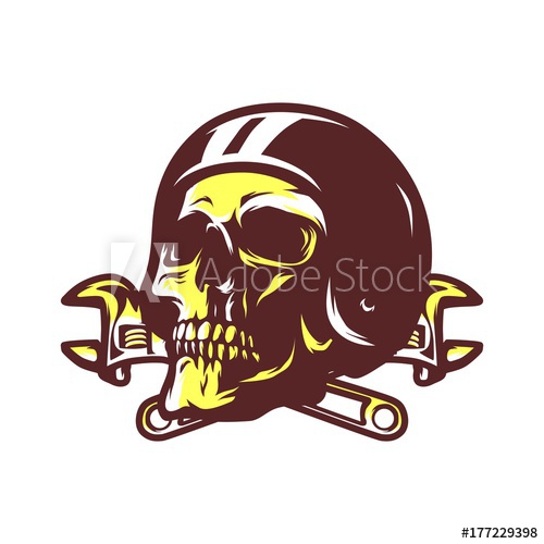 500x500 Skull Ghost Rider Road Biker Vector Logo Illustration