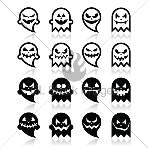 500x500 Halloween Scary Ghost Vector Black Icons Set Gl Stock Images