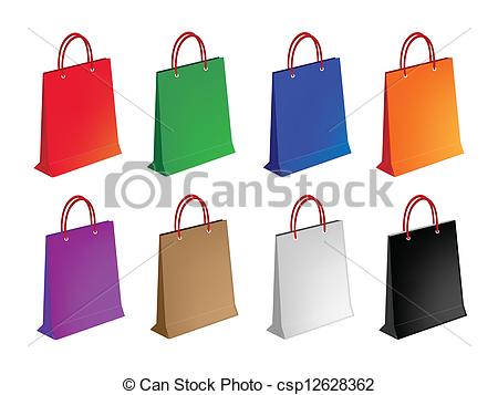 450x357 Colorful Illustration Set Of Paper Shopping Bag. An Illustration