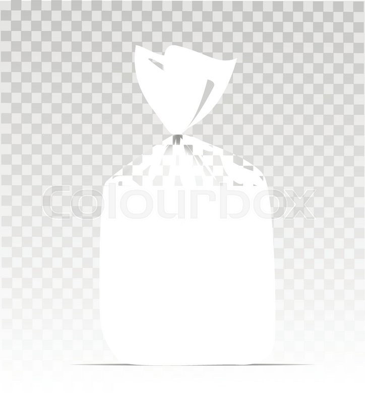 724x800 Empty Transparent Plastic Gift Bag With Gold Shiny Ribbon Stock