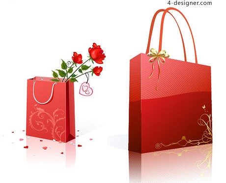 460x372 4 Designer Tanabata Romantic Red Roses With A Gift Bag Vector
