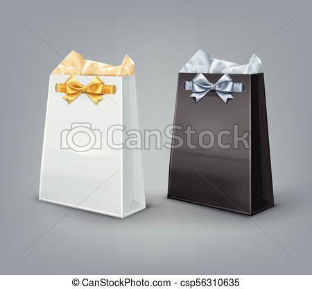 450x416 Vector Gift Bags. Vector Set Of Black And White Paper Gift Bags