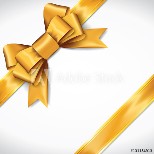 500x500 Golden Gift Bows With Ribbons On White Background. Golden Bow