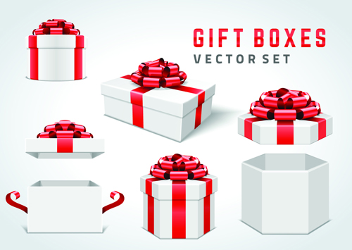 500x355 White Gift Box With Red Bow Vector 02 Free Download