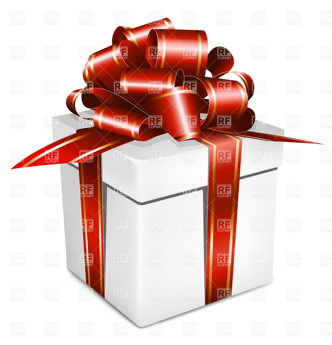 1155x1200 White Gift Box With Red Ribbon And Bow Vector Image Vector