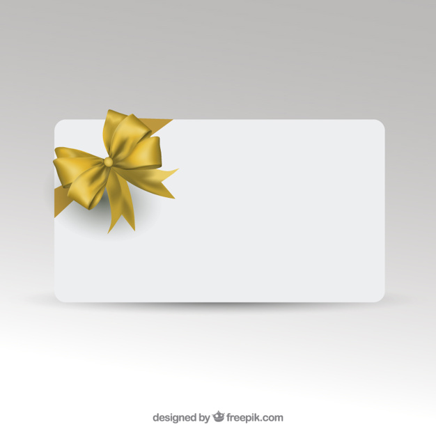 626x626 Gift Card Template With Golden Ribbon Vector Free Download