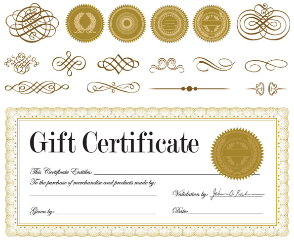 595x486 Gift Certificate And A Badge Vector Download Free Vectors
