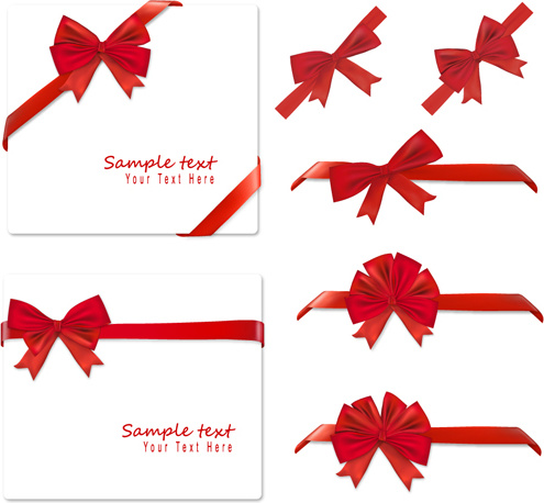 495x458 Gift Card With Red Ribbons Design Vector Vector Misc Free Vector
