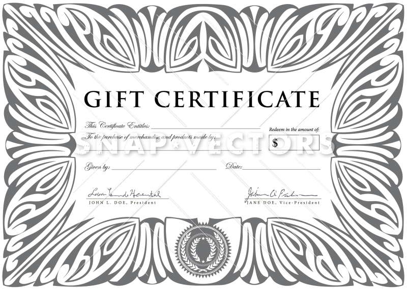 800x571 Vector Clipart Silver Gift Certificate Template