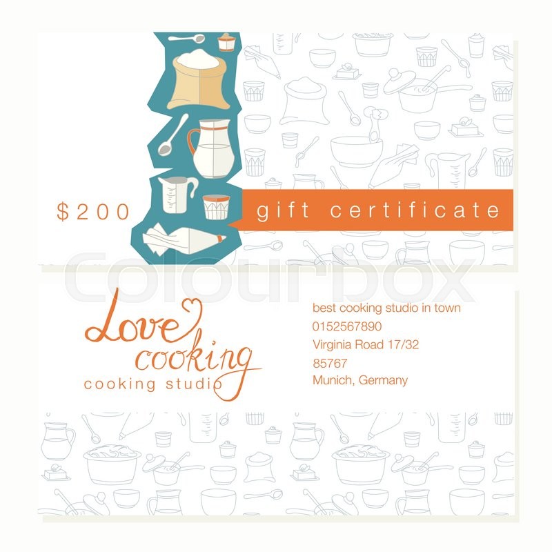 800x800 Vector Business Template With Cute Hand Drawn Kitchen Utensils