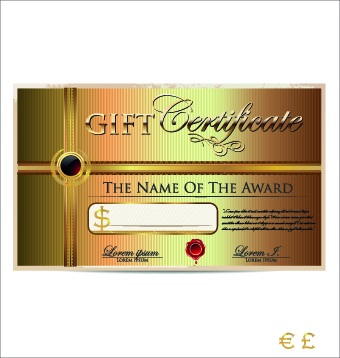 340x358 Luxurious Gift Certificate Golden Template Vector 01 Free Download