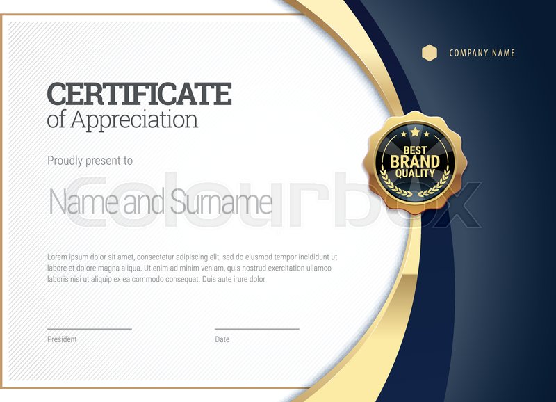 800x578 Certificate Template With A Gold Stripe. Diploma Of Modern Design