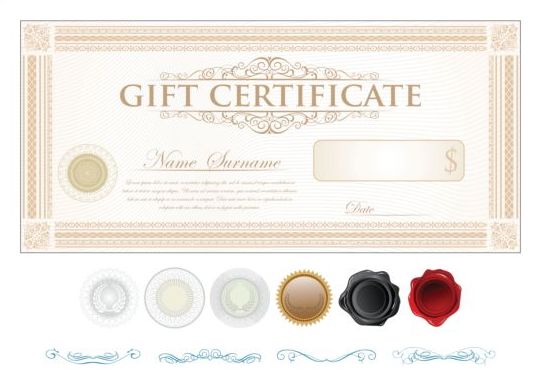 539x385 Light Colored Gift Certificate Template Vector 04