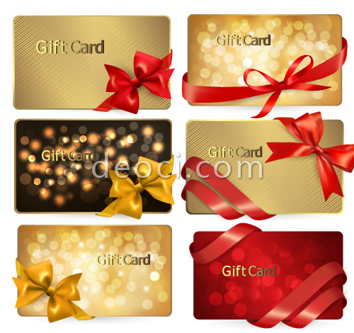 500x470 Vector Golden Ribbons Holiday Card Design Template Illustrator The