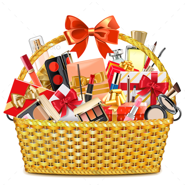 590x590 Vector Gift Basket With Makeup Cosmetics By Dashadima Graphicriver