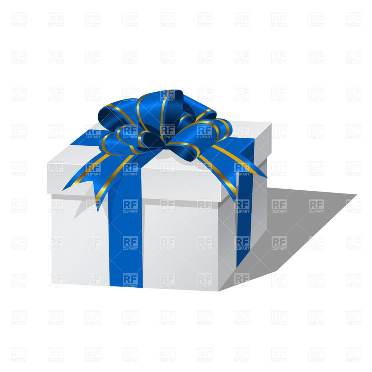1200x1200 White Gift Box With Blue Ribbon Vector Image Vector Artwork Of