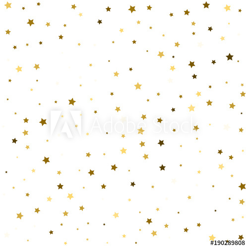 500x500 Star Pattern. White, Background, Gold, Gift Wrap. Vector
