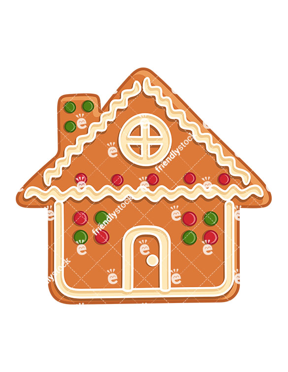 585x755 Gingerbread House Isolated Cartoon Vector Clipart