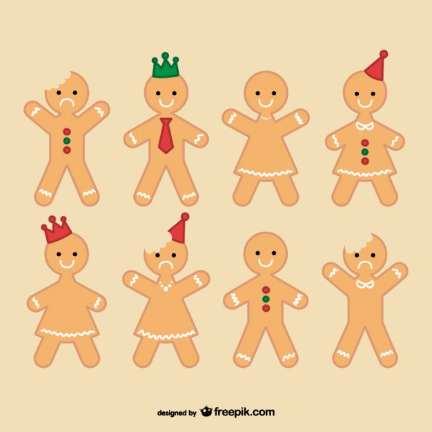 626x626 Gingerbread Man Collection Vector Free Download