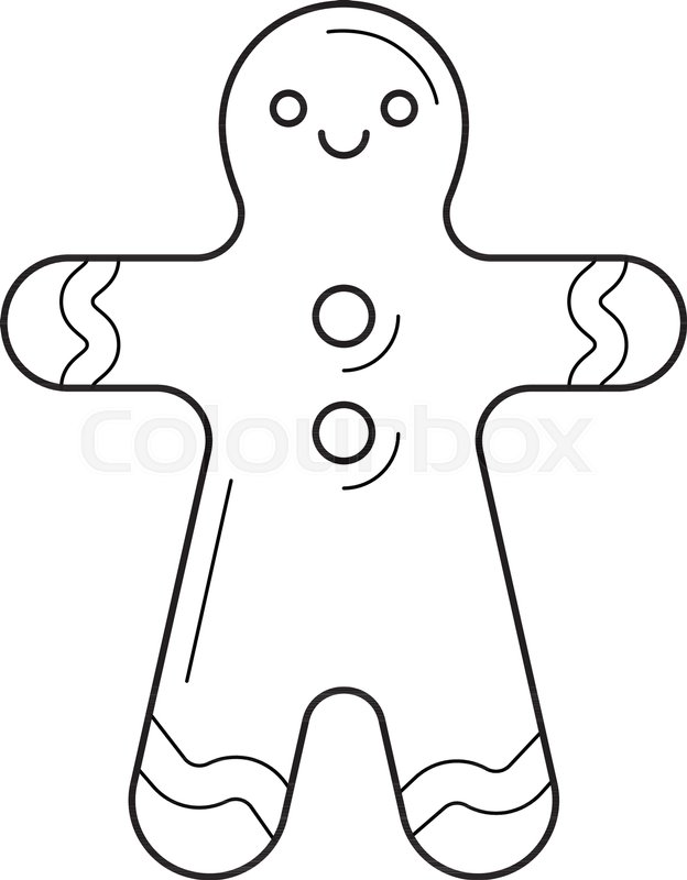 624x800 Gingerbread Man Vector Line Icon Isolated On White Background
