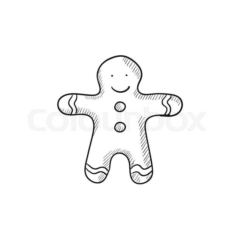 800x800 Gingerbread Man Vector Sketch Icon Isolated On Background. Hand