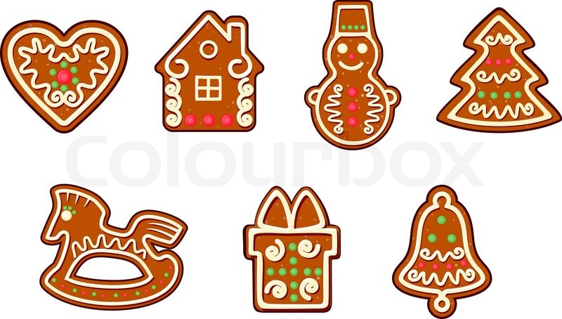 800x454 Gingerbread Christmas Objects Stock Vector Colourbox