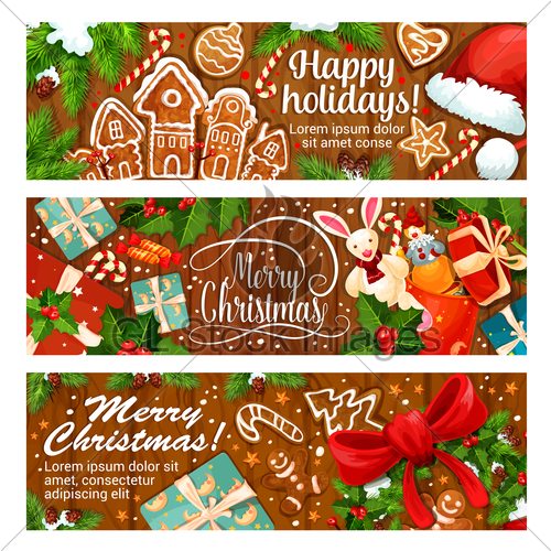 500x500 Merry Christmas Gingerbread Vector Greeting Banner Gl Stock Images