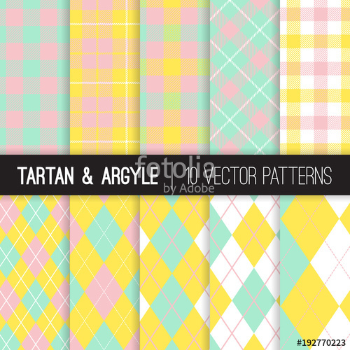 500x500 Easter Pastel Color Argyle, Tartan And Gingham Plaid Vector